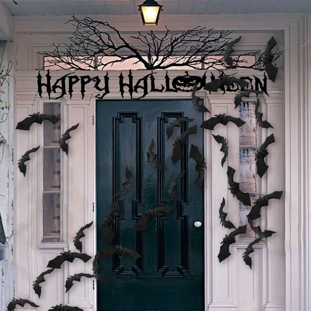 OurWarm Halloween Decoration Horror House Bat Hanging Props Simulation Animals Bats Home Wall Window Decor Halloween Trick Props