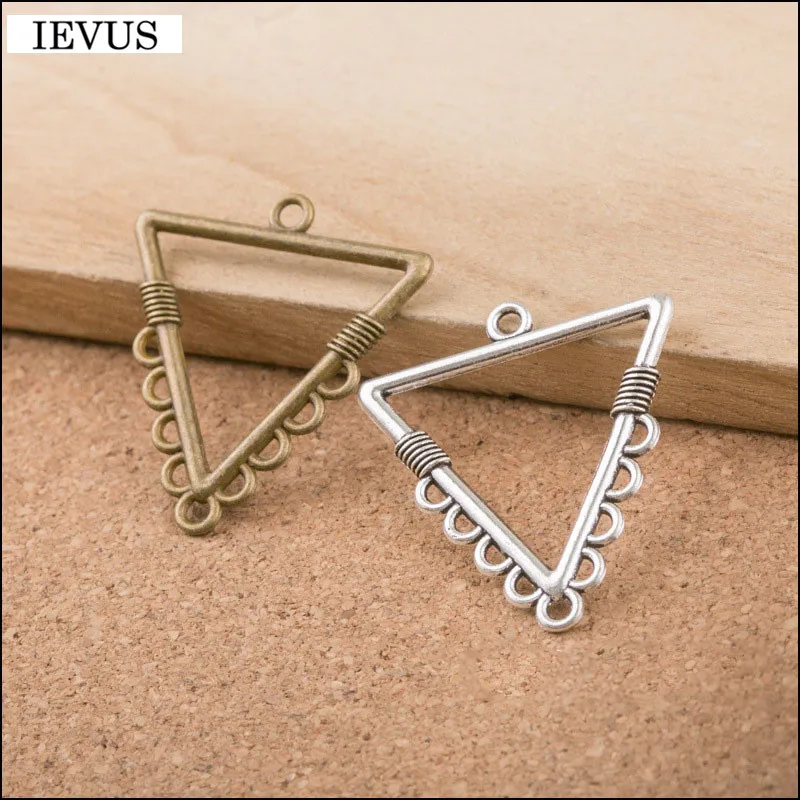 

Hot selling 10 Pieces/Lot 32mm*28mm antique bronze or silver plated trangle connector charm diy charm for jewelry making