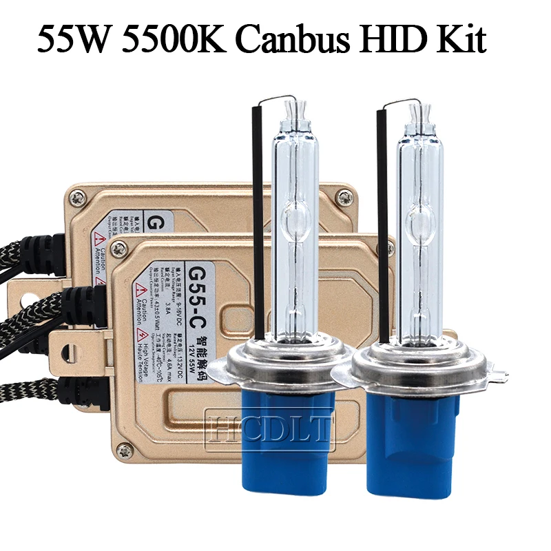 HCDLT AC 55W Xenon H7 Canbus HID Kit D2H 9012 HIR2 Xenon H1 HB3 HB4 H11 5500K Car Headlight HID Bulb 55W No Error Canbus Ballast (2)