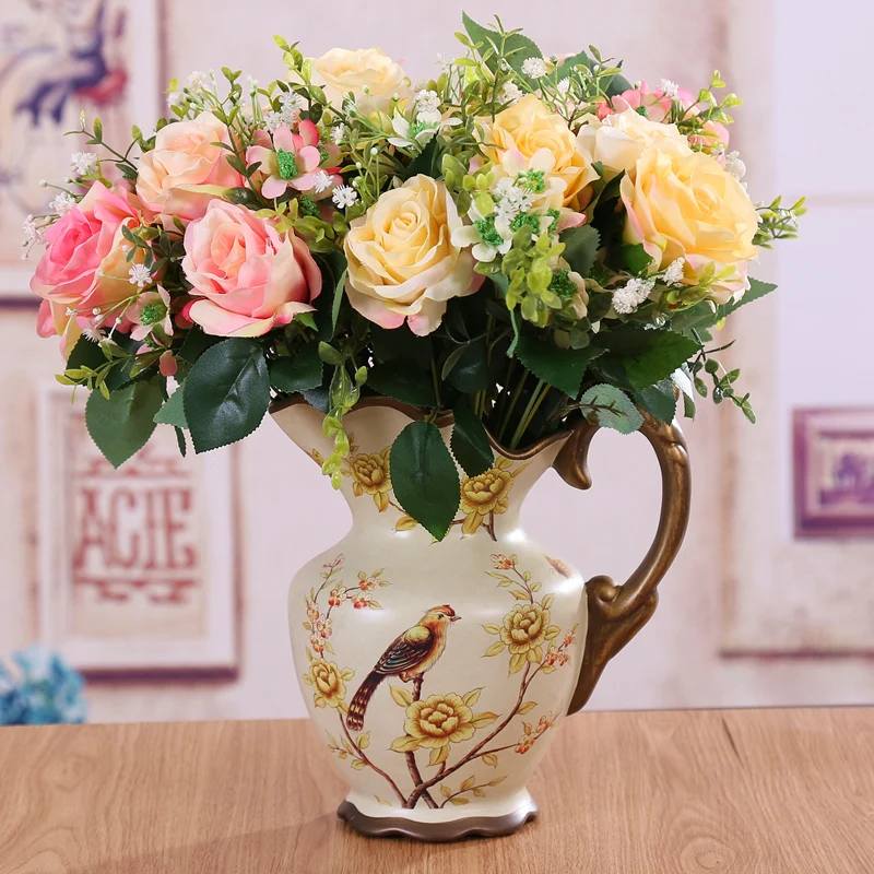 

American pastoral village, single ear vase, vase, ceramic vase, European style retro dining table, tea table decoration