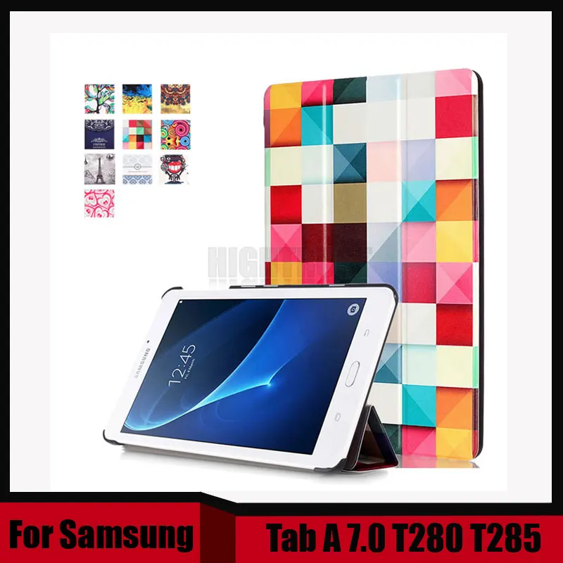 

Print Pu leather case for samsung galaxy tab A 7.0 SM-T280 T280 T281 T285 7'' tablet cover case +screen protector film as gift