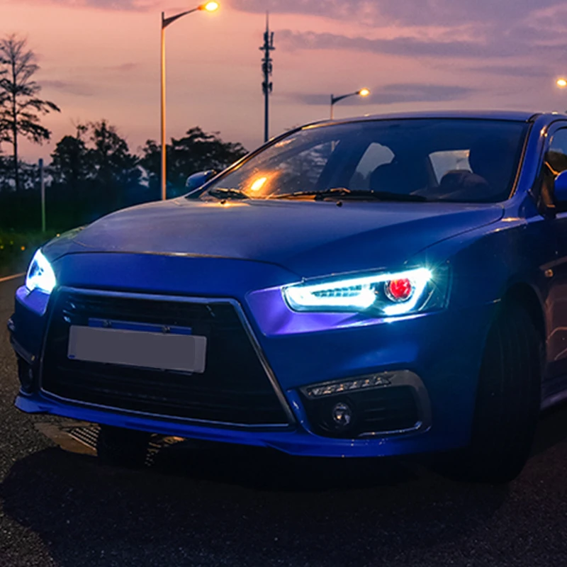 Hlxg Автомобильная фара в сборе для Mitsubishi Lancer 2009 2016 светодиодный DRL поворотник