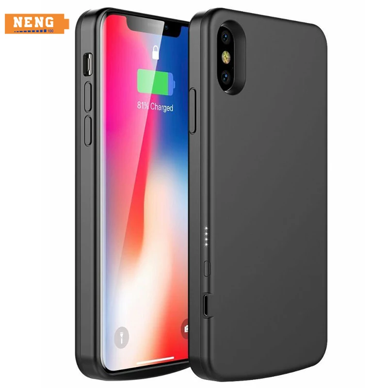 Beste NENG 6000 mah Uitgebreid Acculader Case Oplaadbare voor iPhone X Power Batterij Case Draagbare Volledige Bescherming voor iPhone X