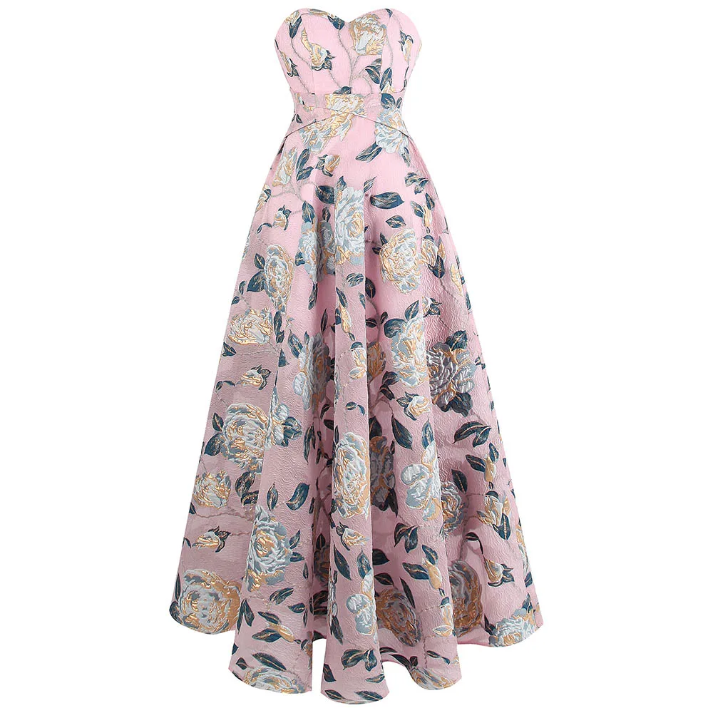 

Angel-fashions Women's Sweetheart Evening Party Strapless Floral Embroidery Lace Up Long robe de soiree Ball Gown Prom Dress 419