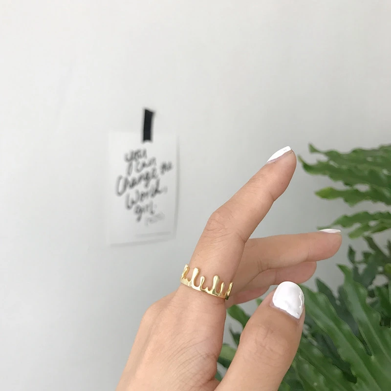 

LouLeur 925 sterling silver water drop Crown rings gold fashion design wild index finger open rings for women festival jewelry