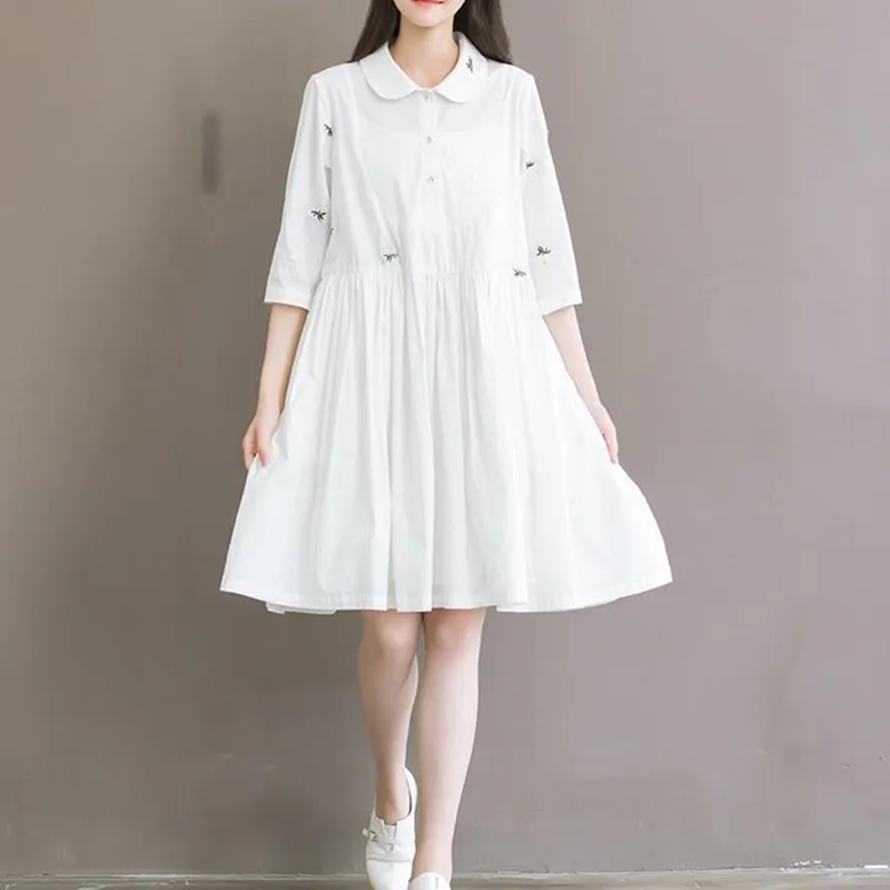 simple white linen dress