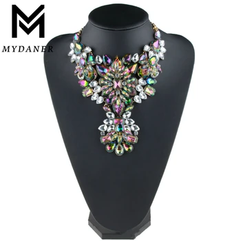 

2017 New Fashion Colorful Crystal Choker Necklace Women Statement Necklaces Rhinestone Chunky Wedding Jewelry