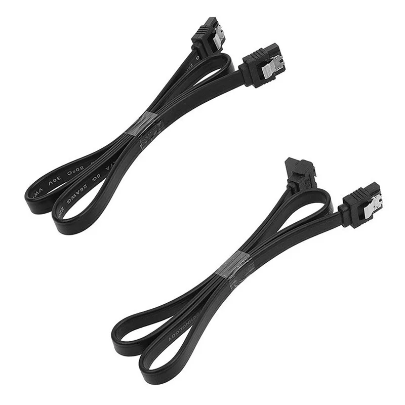 

2pcs SATA 3.0 III 6Gb/s 49.5cm Hard Disk Drive Straight Cable and 90 Degree Right Angle Cables Black Universal Sata Data Cable