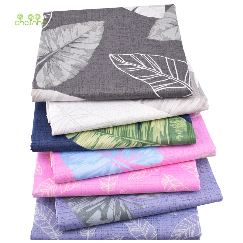 Chainho, 7 шт./партия, листья серии, печатная твиловая, хлопковая ткань, Лоскутная Ткань, DIY швейный материал для стеганых изделий для малышей и детей