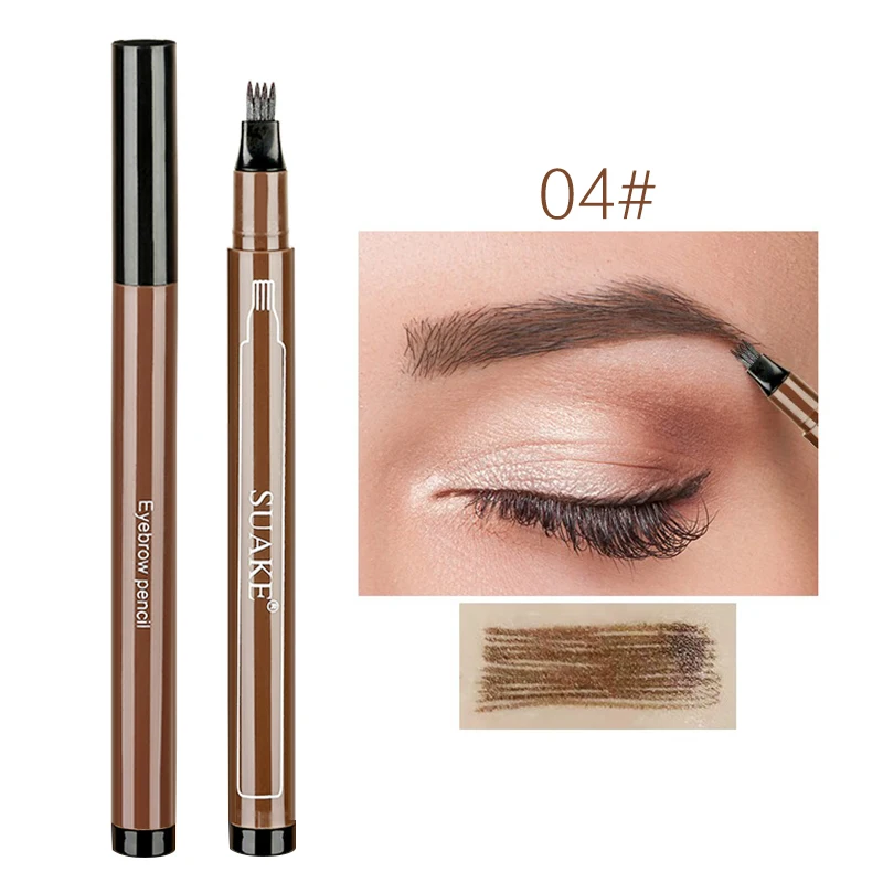 1Pc Professional Fine Sketch Liquid EyeBrow Pencil Waterproof Fork Tip Eyebrow Pen Microblading Tattoo Eyebrow Enhancer TSLM2 - Цвет: 03 Grey Brown