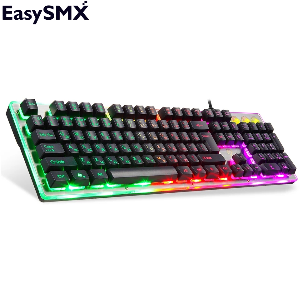 

104 keys Gaming Keyboard EasySMX JQ901 Gaming keyboard with LED Backlit Russian Layout Keyboard Mechanical Feel for PC Gamers