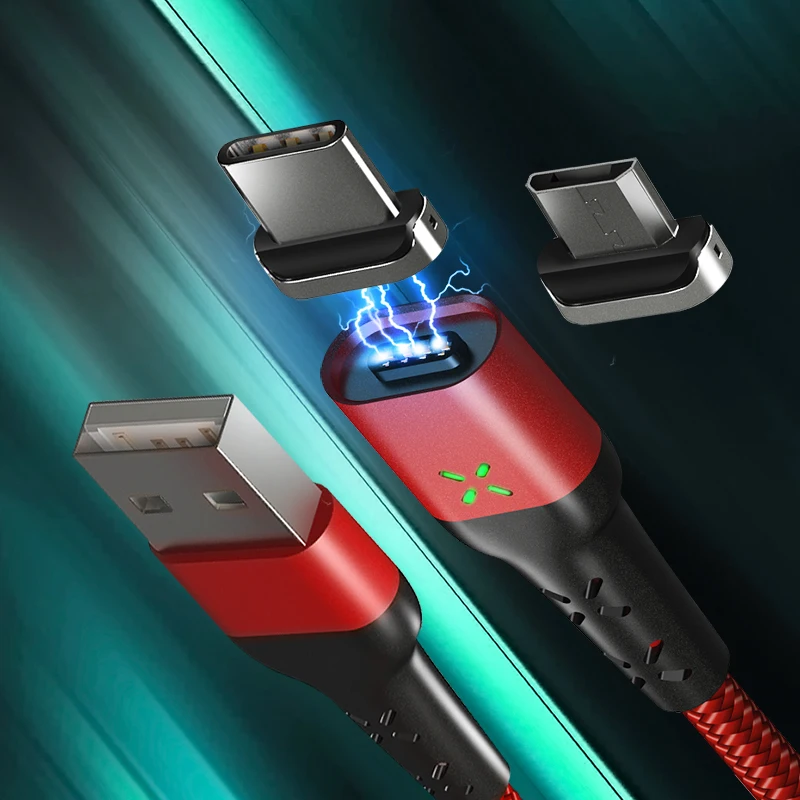 تحلق فوق USB مغناطيسي صغير USB نوع C كابل شاحن سلك USB C المحمول كابل بيانات الهاتف كابل لسامسونج Xiaomi يهز مصباح ليد