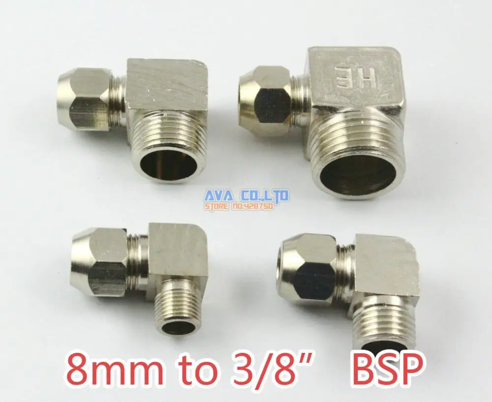 

5 шт. латунь 8 мм до 3/8 "bsp, локоть, компрессионный соединитель, соединительный соединитель топливного воздушного газа для водяного шланга