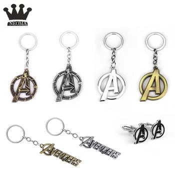 

20Pcs/lot Avengers 4 A Letter Logo Keychain Pendants Metal Cufflinks For Men Key Chain Car Key Holder Fashion Jewelry Gifts