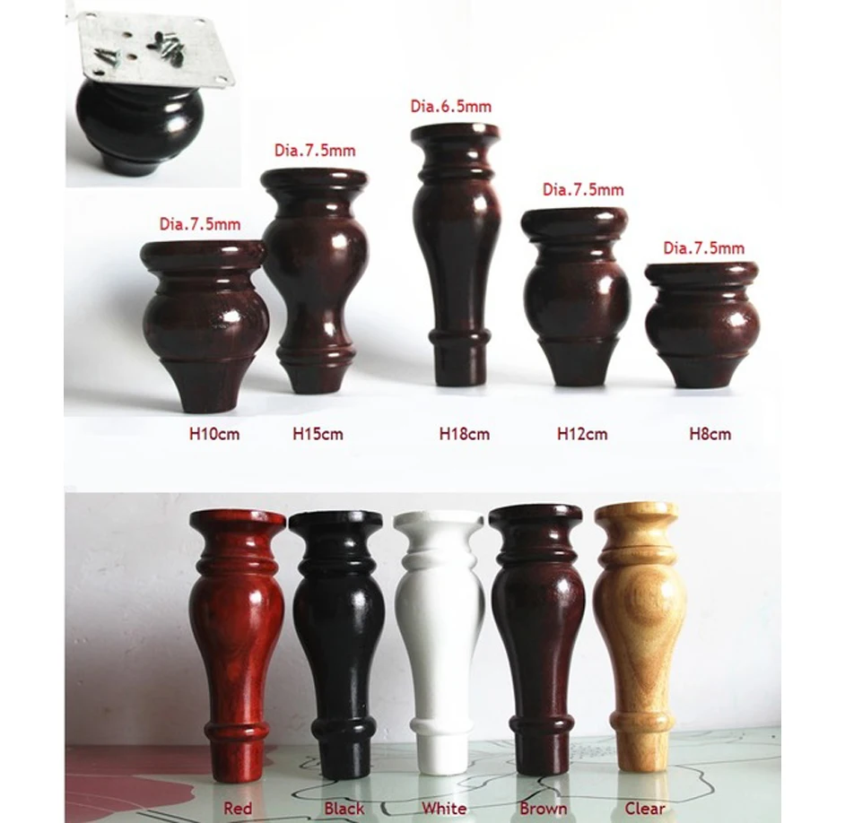 4pcs Lot Solid Wood Furniture Feet Replacement Legs Cupboard