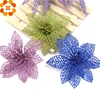 Lote de 3 unidades de purpurina de Navidad, flores artificiales huecas para ornamento de árbol de Navidad, decoración del hogar, suministros para fiesta de navidad ► Foto 3/6