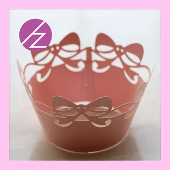 

50pcs/lot Exquisite Laser Cut Carved Bowknot Pattern Cupcake Wrappers Wedding Birthday Party Decorations Cupcake