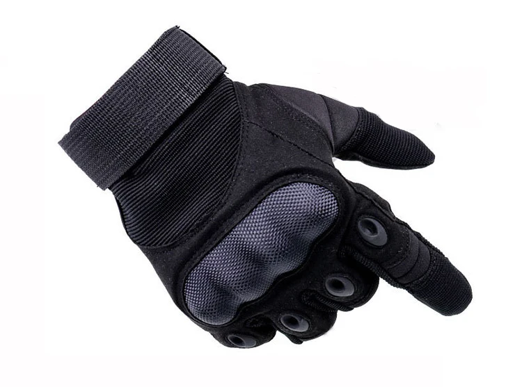 Армейские тактические перчатки для мужчин, полный палец, спецназ, военные перчатки Militar, углеродная оболочка, противоскользящие страйкбольные перчатки для пейнтбола - Цвет: Черный