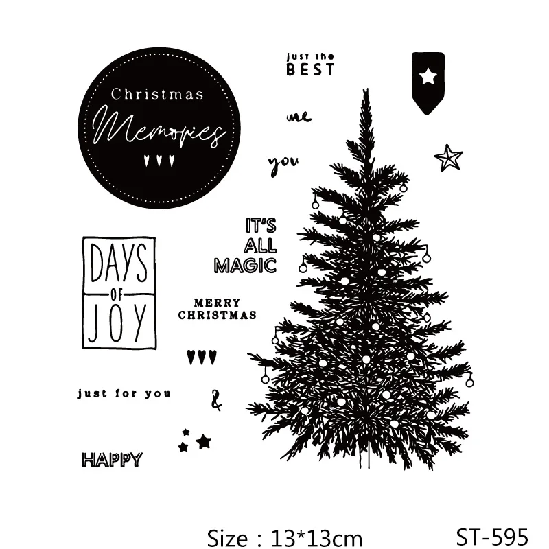 

ZhuoAng Merry Christmas/Tree Clear Stamps/Seals For DIY Scrapbooking/Card Making/Album Decorative Silicone Stamp Crafts