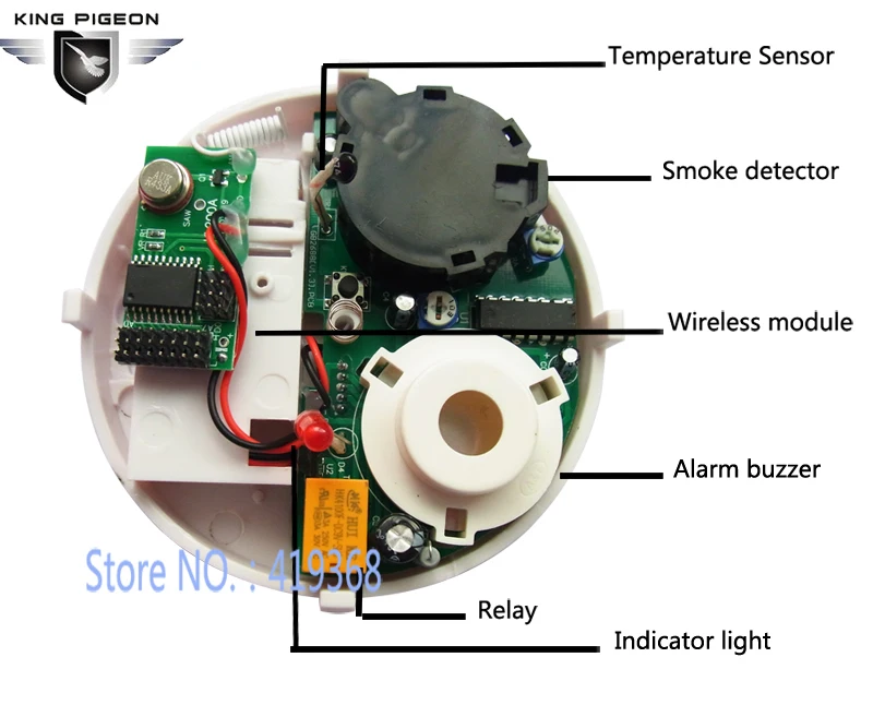 433 МГц Автономный Фотоэлектрический датчик температуры и беспроводной детектор дыма GSM 2 в 1 с сигналом будильника 85 дБ(6 шт. DT-02