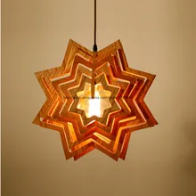 

Modern Nordic Style Wooden Cage Pendant Light Lamp Wood Stars Ceiling Fixtures Lighting