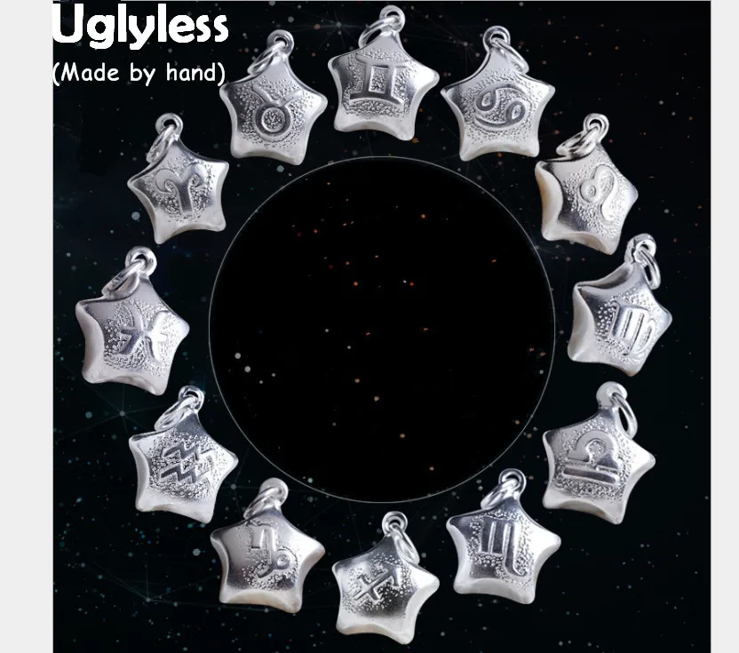 

Uglyless Real S990 Fine Silver Constellation Pendants Necklaces without Chain Lovely Star Designer Women Handmade Jewelry Bijoux