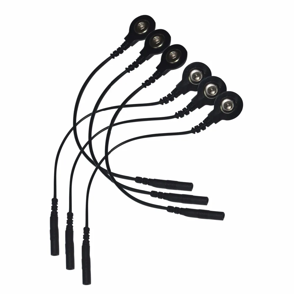 1pair Durable Black Electrode Lead Wires/DC Head 2.0mm Cables Snap 3.5mm For Connect TENS/EMS Machine Therapy High Sensitivity