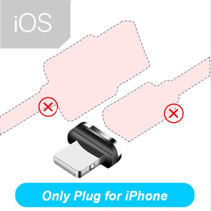 Магнитный Micro USB кабель 3A Быстрая зарядка для iPhone Android type-C зарядное устройство шнур Магнитный телефон передачи данных магнитные кабели - Тип штекера: IOS Only plug