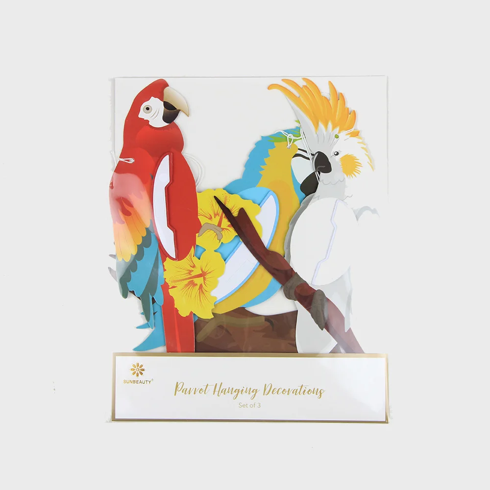 Flamingo Hawaiian Party Tropical Decorations Hanging 3pc Vivid Honeycomb Parrots Jungle Party Luau Kids Birthday Party Supplies