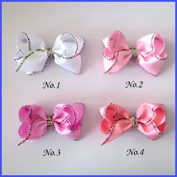 

14 BLESSING Girl Rhinestone Rainbow 3.5" Shine ABC Hair Bow Clip Accessories