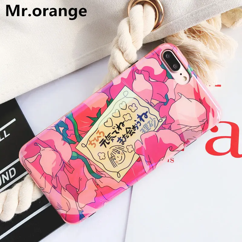 Japan Sunny girl floral Case for iphone X 7 7Plus Shinny mirror soft silicon Blu-Ray For 6 6s 6plus 8 8Plus |