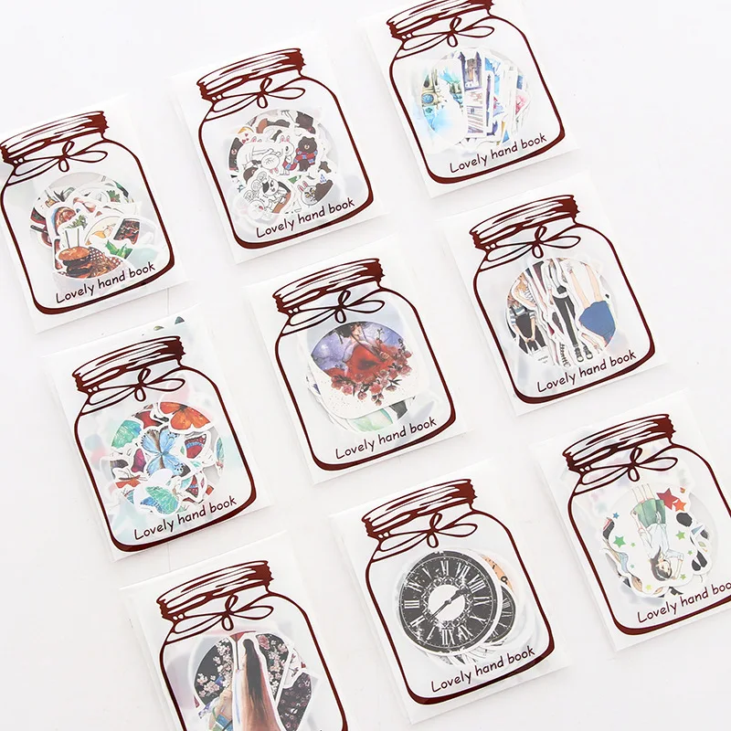 

Japanese Style Transparent Bottle PVC Sticker Pack Emoticon Phone Album Seal Diary Decoration DIY Stickers Kids Gift