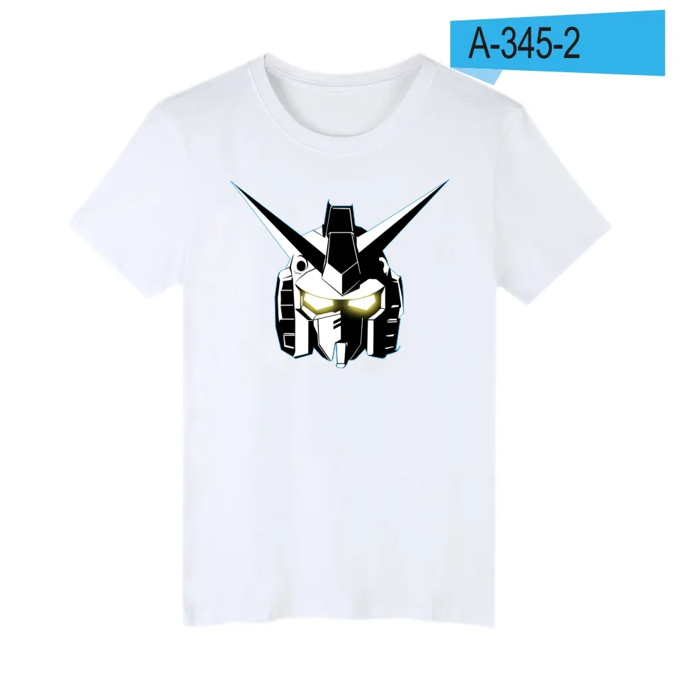 LUCKYFRIDAYF GUNDAM футболки с коротким рукавом японская анимация модель забавная Футболка мужская хлопок классический мультфильм Топ и футболка - Цвет: White