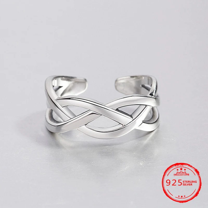 

Sterling silver 925 ring elegant personality retro twist winding ring adjustable opening jewelry ring