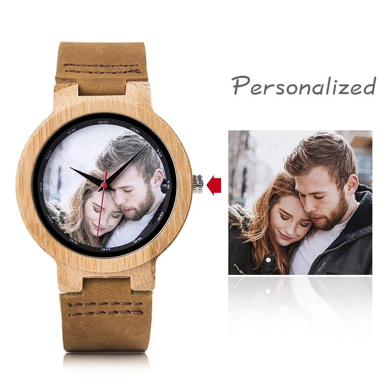 

BOBO BIRD Personal Photo Printing Relogio Masculino Customized Logo Wood Watch with Gift Box Drop Shipping