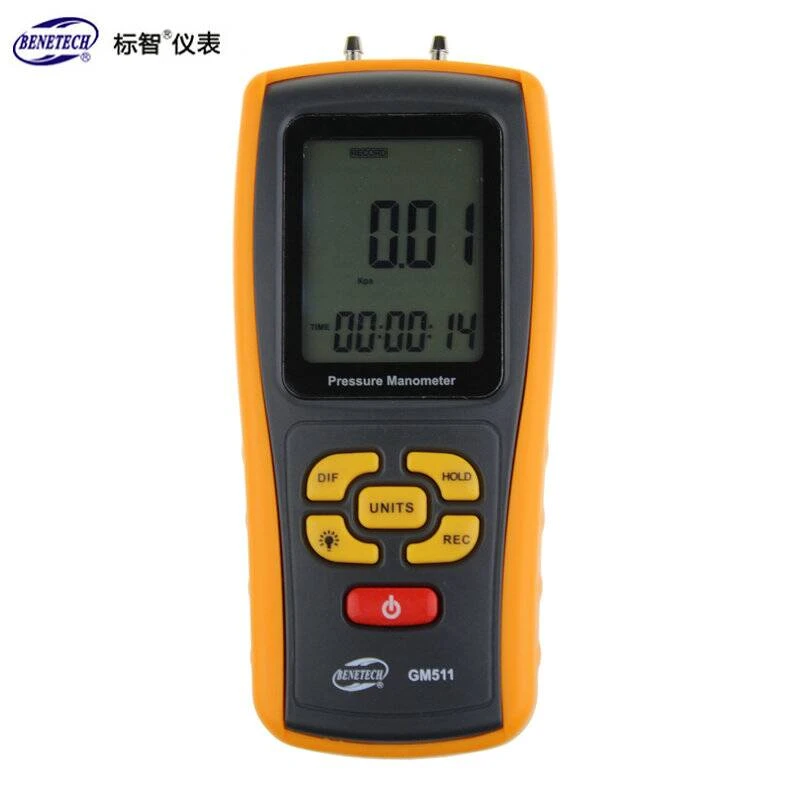 Digital Handheld Manometer GM510 Air Pressure Meter and Differential Pressure Gauge 11 Units with Backlight 25° Accuracy ±0.3% FSO Digital Handheld Manometer GM510 Air Pressure Meter and Differential Pressure Gauge 11 Units with Backlight 25° Accuracy ±0.3% FSO