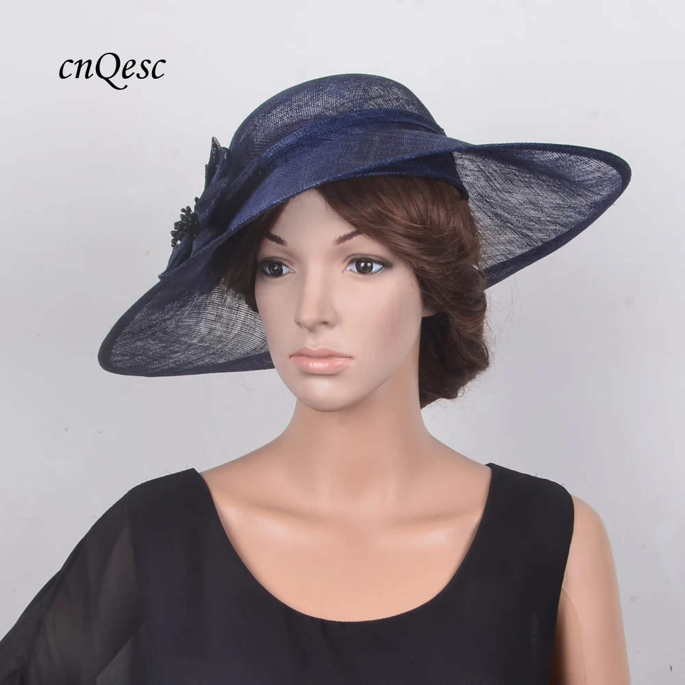 Exclusive design,navy blue sinamay disc fascinator hatinator Derby hat Ascot hat Royal Wedding hat Church hat fedora top hat w silk flower