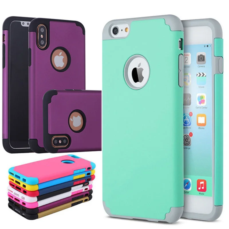 

Shockproof Hybrid Rugged Rubber Case For iPhone 7 8 Plus X XS Armor Soft Silicone Cover For iPhone 6 6S Plus 5 5S Phone Cases