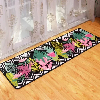 

Fashion Cartoon Plant Pattern Kitchen Runner Rug Non-Slip Breathable Living Room Bedroom Bedside Carpet Home Decorator Floor Rug