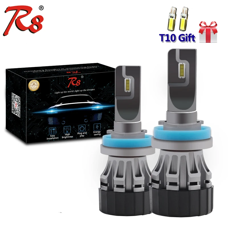 

R8 2pcs MINI H4 LED Headlight for Car 50W 5800LM 6500K 9005 9006 CSP LED H7 Car Bulbs LED H11 H13 Car Lamps Removable Bottom Fan