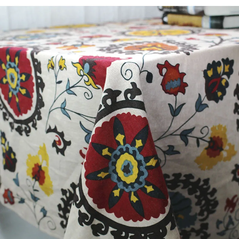 

Embroidered Cotton Linen Tablecloth for Kitchen Rectangular Table Cover Cloth Dinning Waterproof Tablecloth for Picnic Table