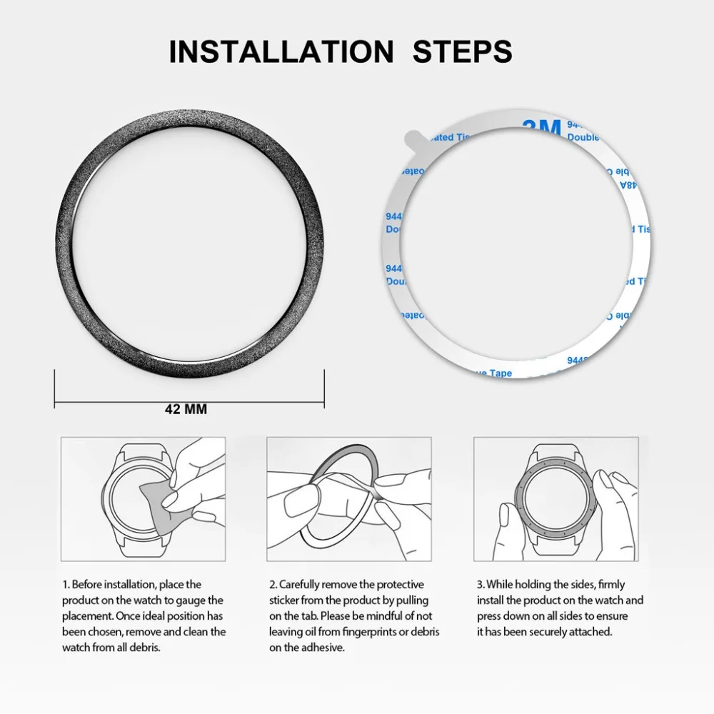 Новинка, для samsung Galaxy Watch, 42 мм, ободок, кольцо, клейкая крышка, против царапин, металлические Смарт-часы, защитные аксессуары