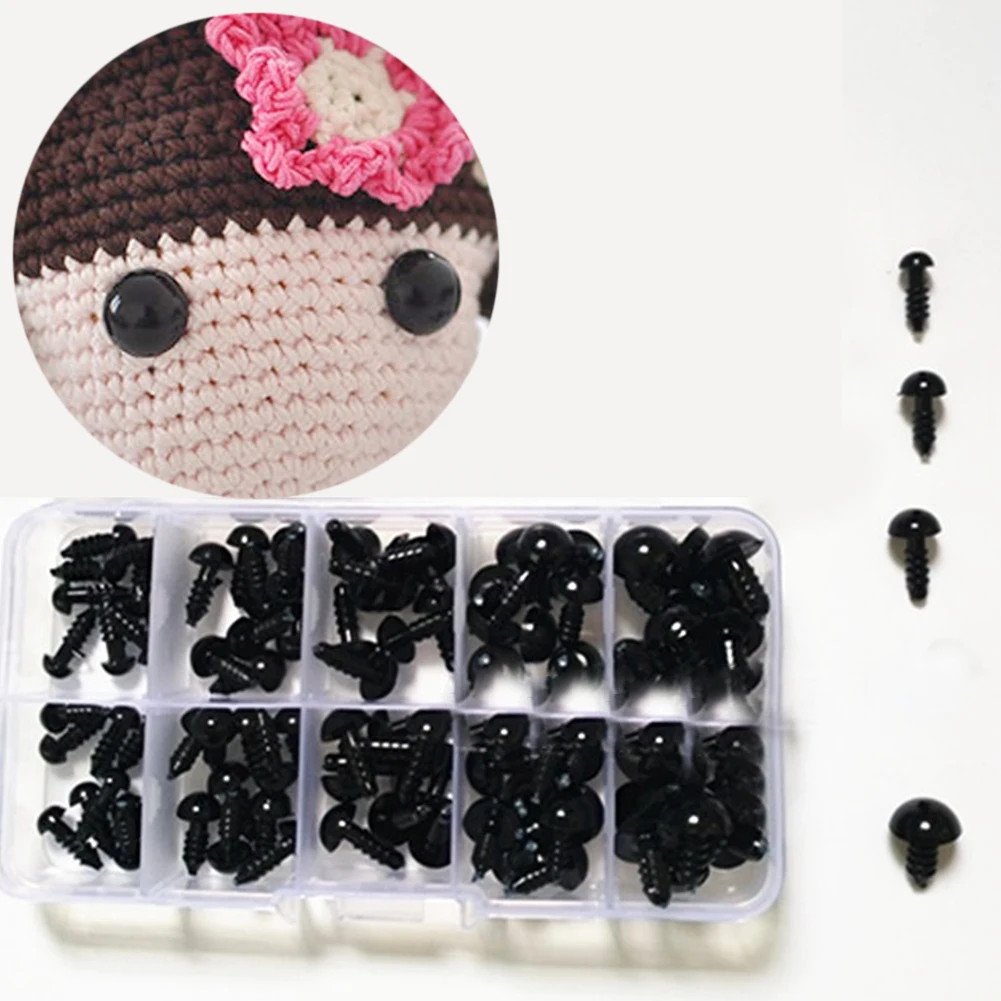 100Pcs 6 To 12 Mm Set Toy Accessories Crafts Safety Eyes Plastic DIY Eco-friendly With Washer