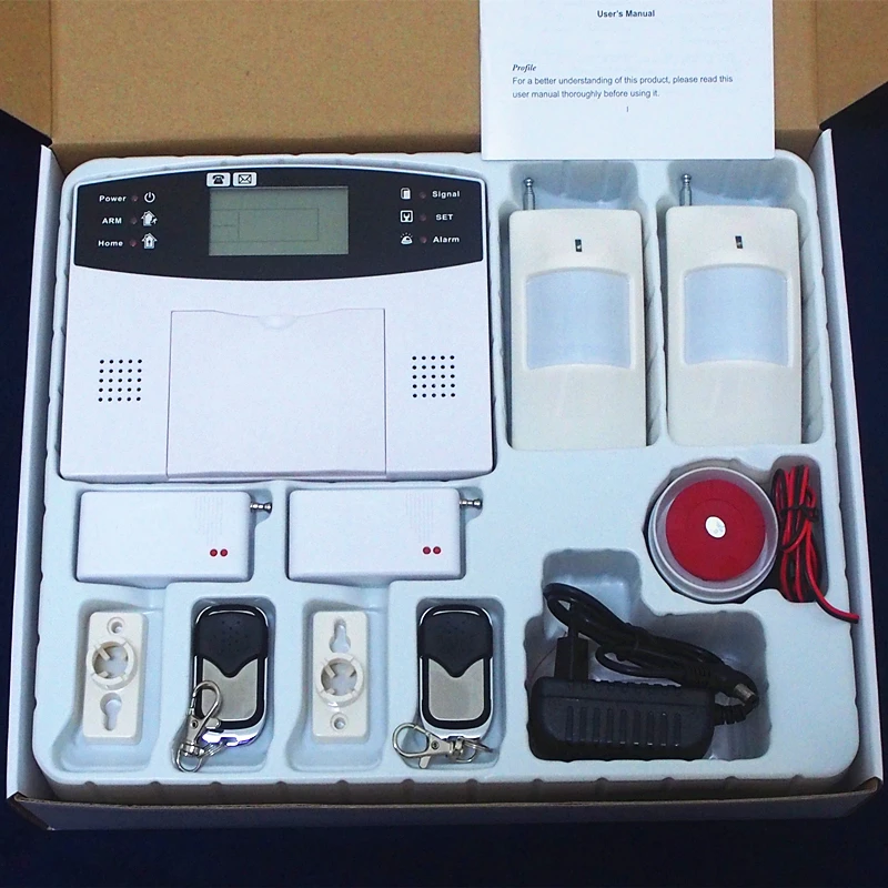 

Home security Wireless GSM Alarm systems with LCD Keyboard Sensor alarm Support English Russian Spanish French Voice