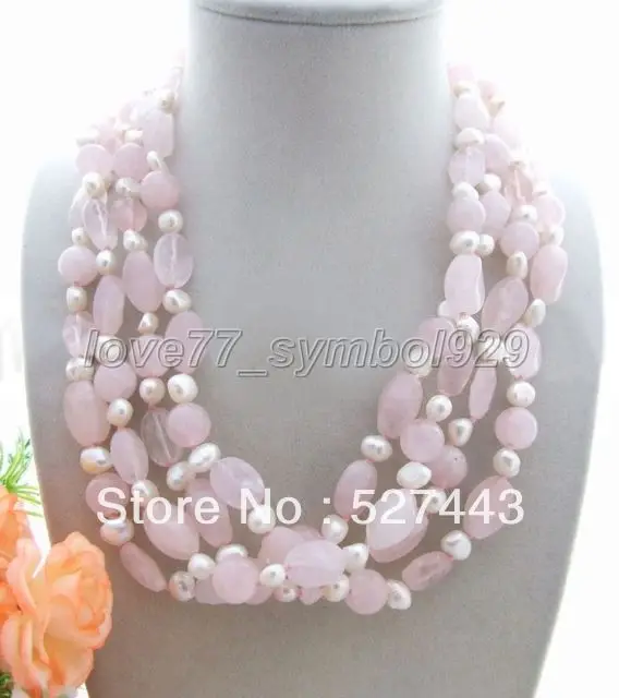 

Wholesale fast Excellent! 4S Natural Pink Quartz @ Pearl Necklace (A0501)