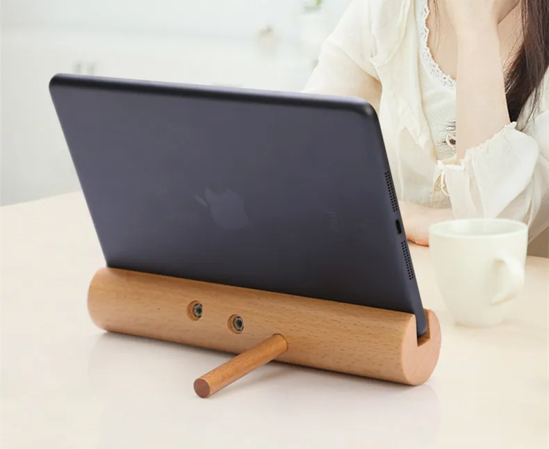 Solid Wood Book Support Portable Tablet Computer Holder- Burlywood by hand