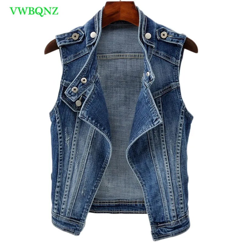 

Denim Vest Female Short Spring Summer Slim Thin Sleeveless Elasticity Vests Coat Women's Korean Plus size Shoulder Vests A657