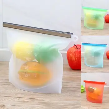 

1pcs Silicone Food Bag Fresh Sealed Bags Reusable Preservation Bags Airtight Seal Storage Zip Lock Leakproof Containers