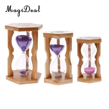 

Sand Timer Bamboo Frame Hourglass for Kitchen Home Office Decor 5/10/15 Mins