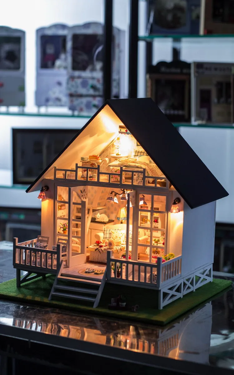 New Nordic Holiday Villa DIY Doll house miniatura Handmade wooden casa diy birthday gifts for adults